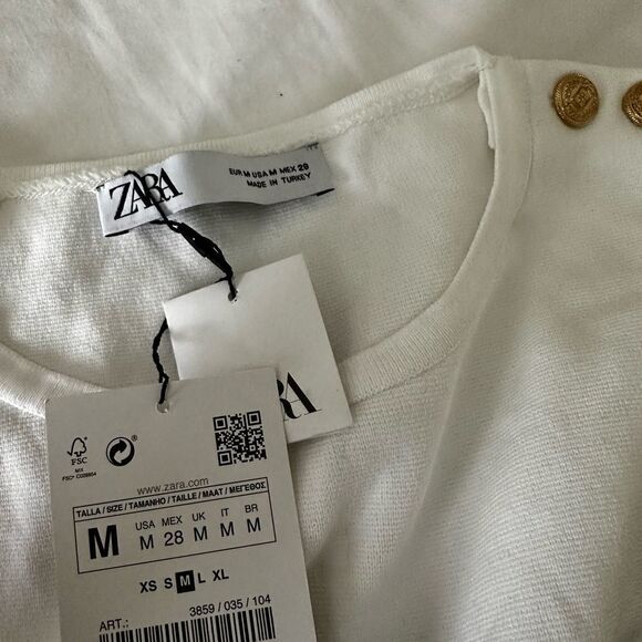 NWT ZARA WOMEN'S STRIPED KNIT MINI DRESS WHITE /NAVY SIZE M 3859/035 - Picture 9 of 9